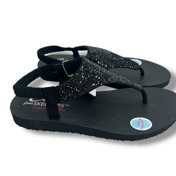NEW Skechers Meditation Glamour Muse Sandals Size 9 Black Embellished Rhinestone - Picture 11 of 11